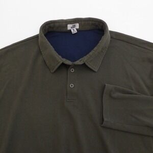 ONE BONE Mens Long Sleeve Polo Shirt Olive Green Size 6 Button Up Casual Top